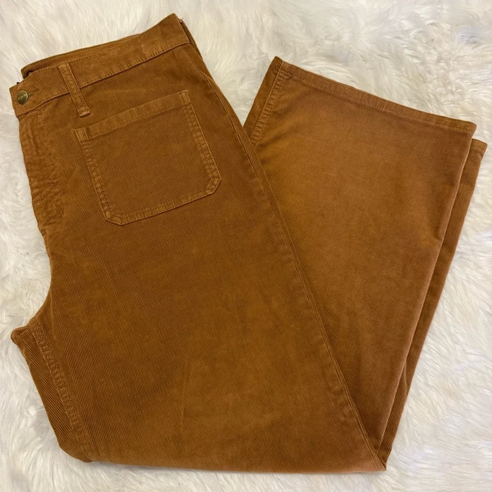 J.Crew Corduroy Wide Leg Crop Pants Brown High Rise Size 30